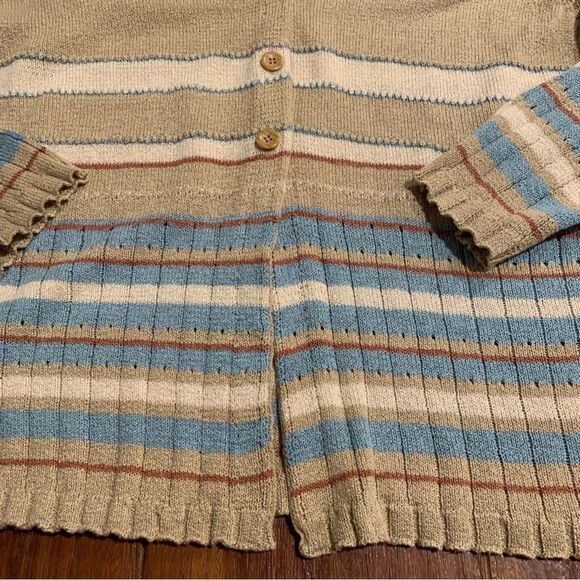 Judith Hart Collection Striped Retro Granny Chic Cardigan Sweater M - Picture 3 of 7